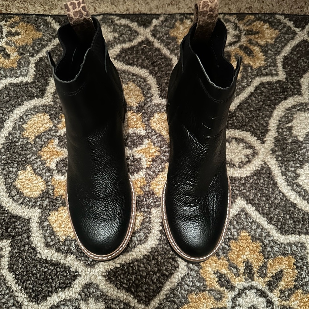 Black leather dolce vita wedge bootie